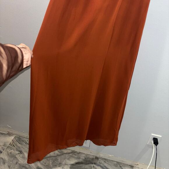 Six Stories Pleated Shoulder Chiffon Bridesmaids Dress in Rust –Size US 6/ UK 10 - Picture 8 of 13